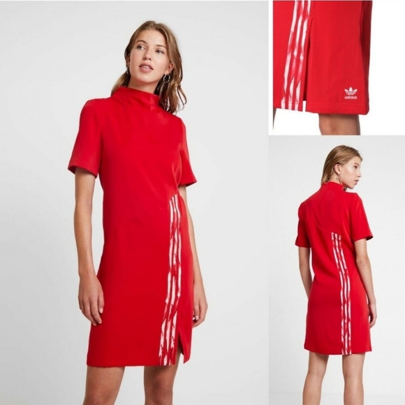 adidas Originals Dresses & Skirts - NWT Adidas X Danielle Red Cathari Mock Neck Athleisure Mini Shift Dress Medium